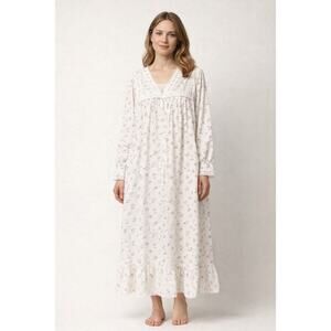 Vintage Deadstock Willow Creek Floral Lace Trim Nightgown Prairie Cottagecore LG